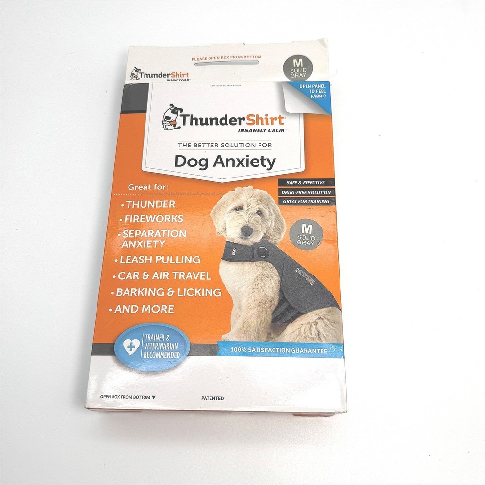 ThunderShirt Dog Anxiety Vest Heather Gray Medium M Calming Wrap HGM-T01